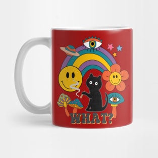 Hippie Cat and Retro Rainbow Mug